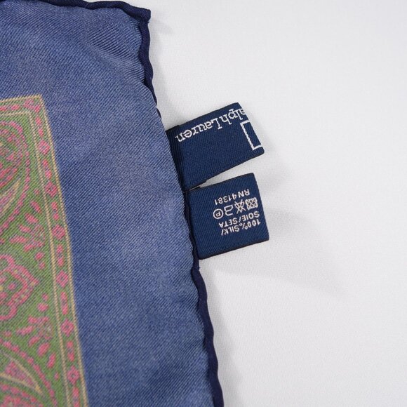 Vtg Ralph Lauren Silk Paisley Pocket Square Made In Italy, Size 18 in x 18 in - Picture 5 of 5